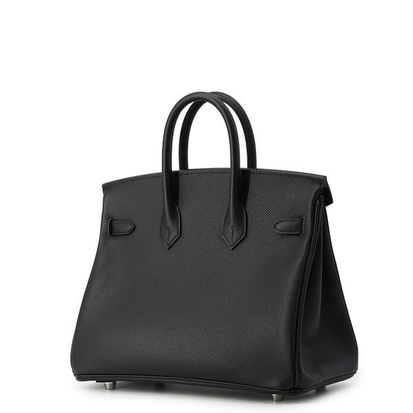 エルメス バーキン25 ブラック/シルバー金具 エプソン K刻印 HERMES Birkin ハンドバッグ 黒
