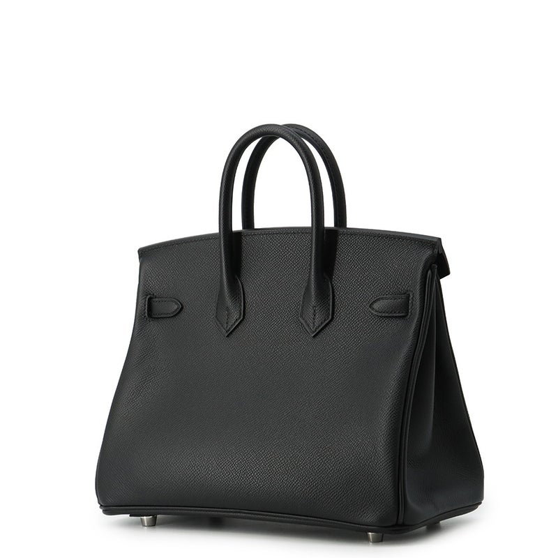 エルメス バーキン25 ブラック/シルバー金具 エプソン K刻印 HERMES Birkin ハンドバッグ 黒