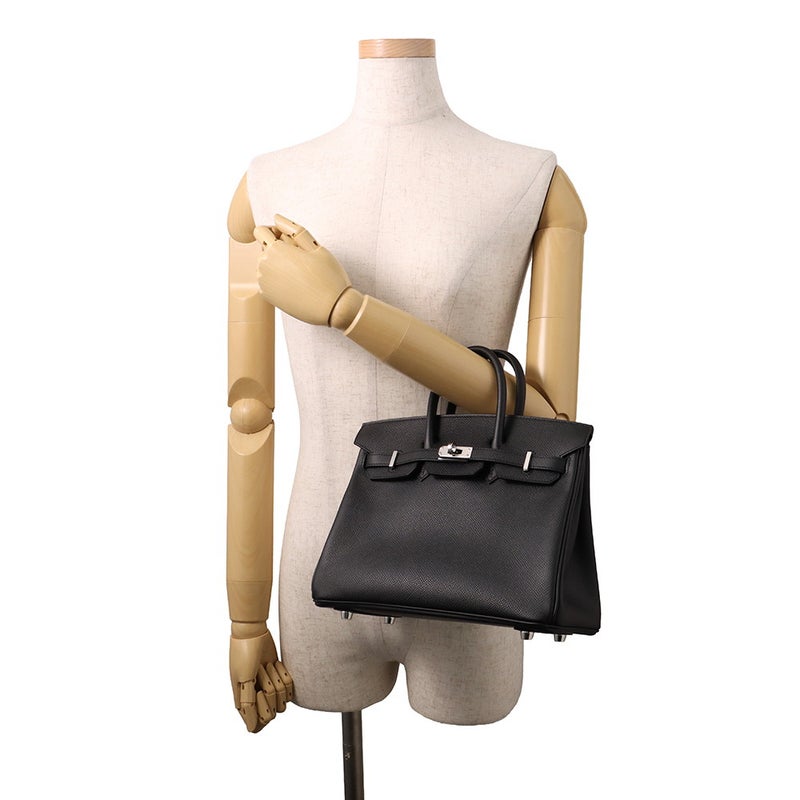 エルメス バーキン25 ブラック/シルバー金具 エプソン K刻印 HERMES Birkin ハンドバッグ 黒