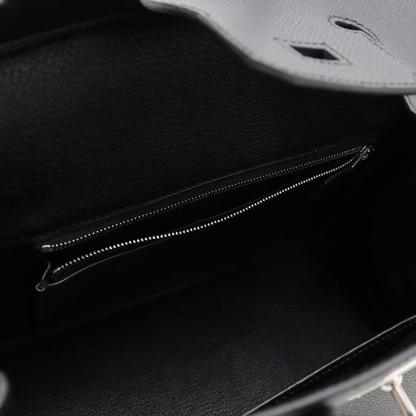 エルメス バーキン25 ブラック/シルバー金具 エプソン K刻印 HERMES Birkin ハンドバッグ 黒