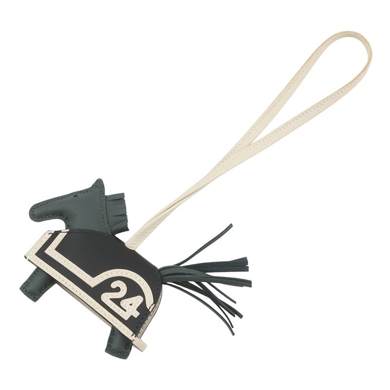 エルメス バッグチャーム ロデオPM ロベオ24  ヴェールマングローブ/ブラック/クレ  ラムスキン K刻印