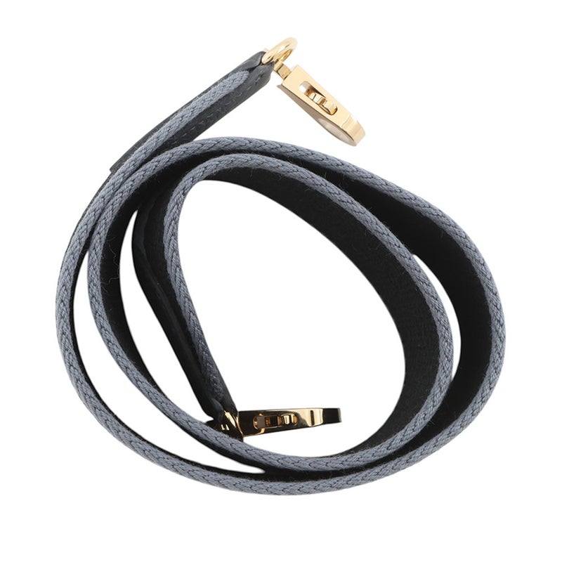 エルメス ショルダーストラップ グレー/ブラック/ゴールド金具 キャンバス HERMES ストラップ