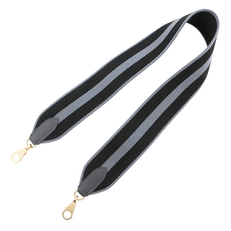 エルメス ショルダーストラップ グレー/ブラック/ゴールド金具 キャンバス HERMES ストラップ