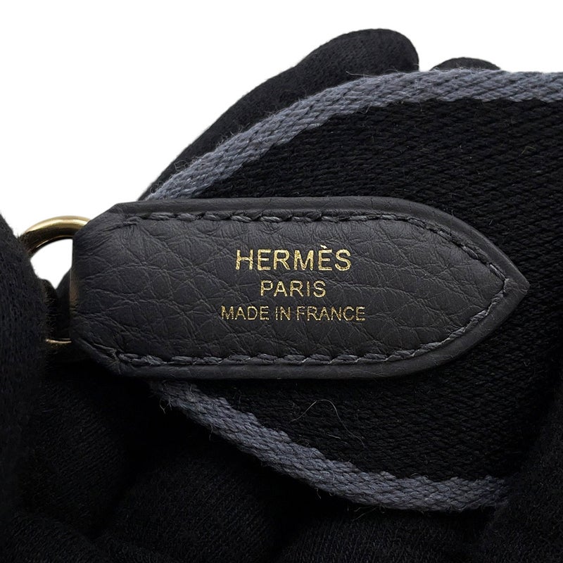 エルメス ショルダーストラップ グレー/ブラック/ゴールド金具 キャンバス HERMES ストラップ