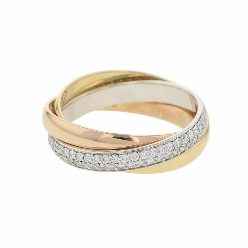 カルティエ リング トリニティ セミパヴェ ダイヤモンド 104P 計0.46ct スモールモデル K18YG/K18PG/K18WG Cartier