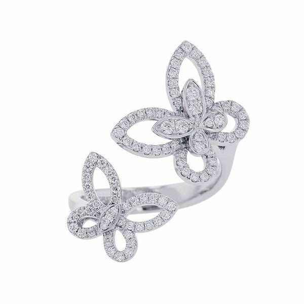 グラフ リング ダブル バタフライ シルエット ダイヤモンド リング ダイヤ 計0.40ct K18WGホワイトゴールド サイズ約8号 RGR789 指輪