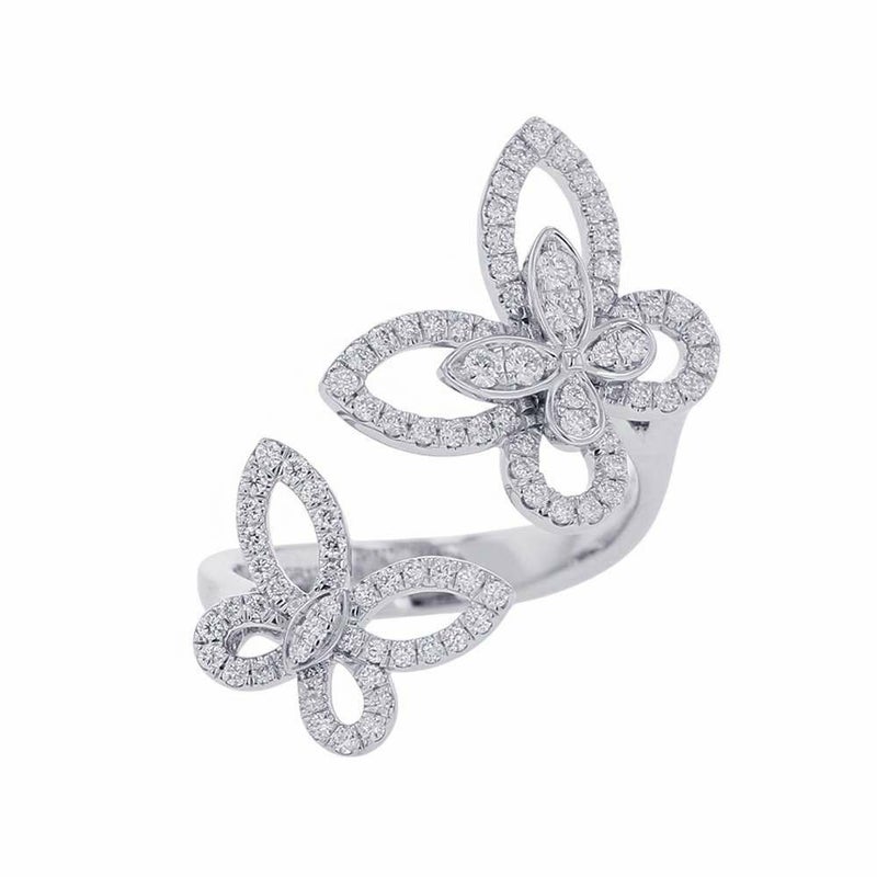 グラフ リング ダブル バタフライ シルエット ダイヤモンド リング ダイヤ 計0.40ct K18WGホワイトゴールド サイズ約8号 RGR789 指輪