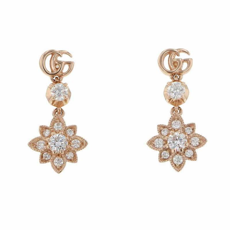 グッチ ピアス フローラ ドロップ ダイヤモンド K18PGピンクゴールド GUCCI ジュエリー