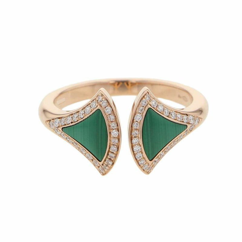 ブルガリ リング ディーヴァ ドリーム ダイヤモンド 0.17ct マラカイト K18PGピンクゴールド リングサイズ52 BVLGARI 指輪