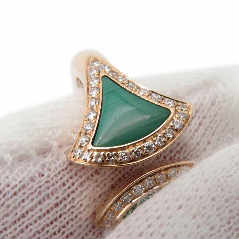 ブルガリ リング ディーヴァ ドリーム ダイヤモンド 0.17ct マラカイト K18PGピンクゴールド リングサイズ52 BVLGARI 指輪