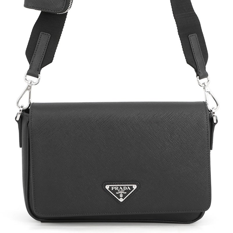 プラダ ショルダーバッグ トライアングルロゴ サフィアーノ レザー 2VD059 PRADA 黒