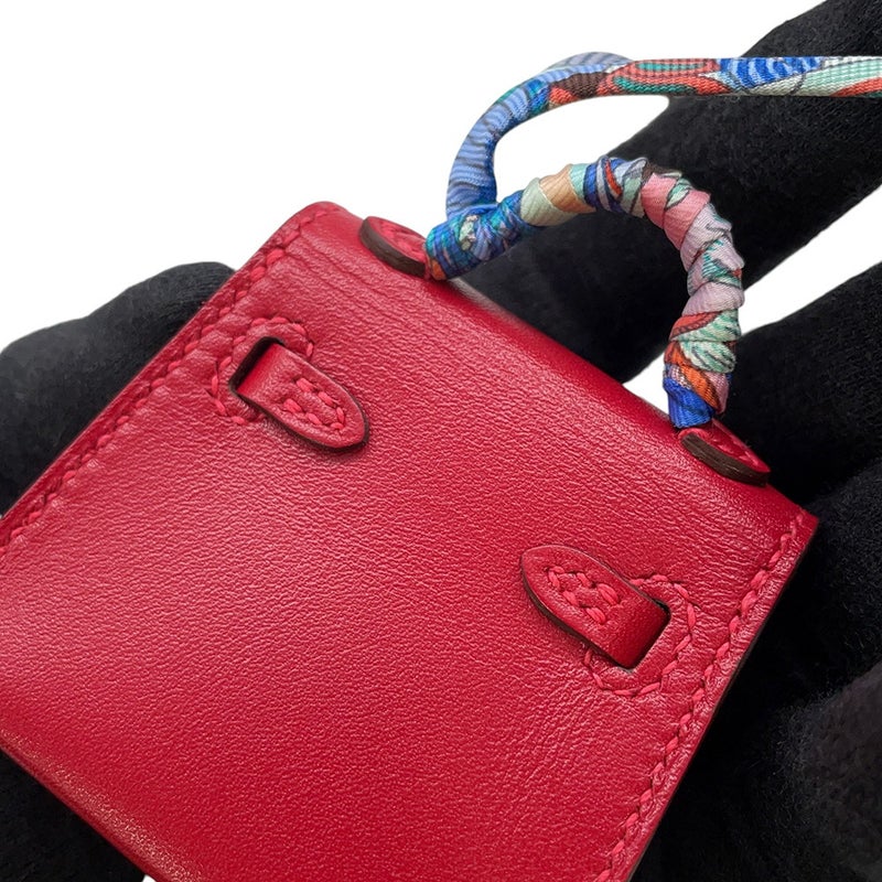エルメス バッグチャーム ケリートゥイリー ルージュヴィフ/シルバー金具 タデラクト/シルク Z刻印