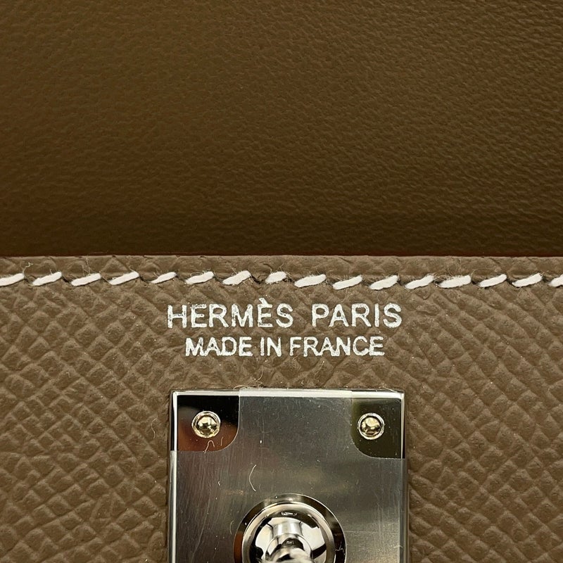 エルメス ハンドバッグ ミニケリー 外縫い エトゥープ/シルバー金具 エプソン G刻印 HERMES 2wayバッグ