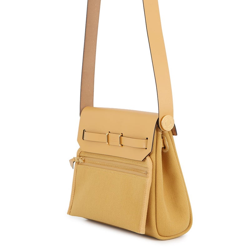 エルメス ショルダーバッグ エールバッグジップ ミニ パイユ/ゴールド金具 トワルアッシュ/ヴァッシュハンター K刻印