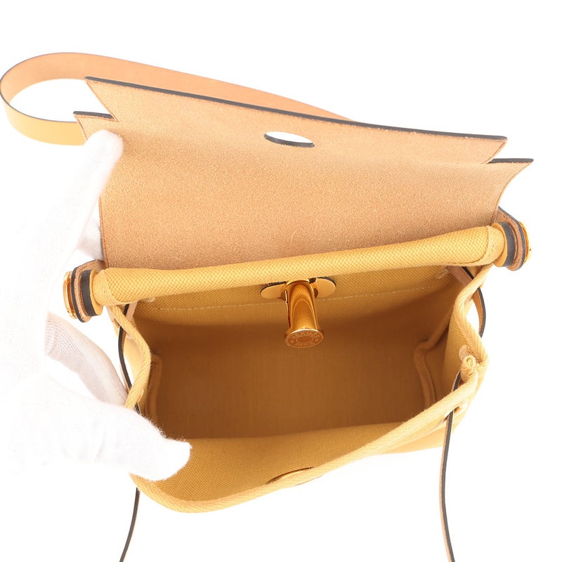 エルメス ショルダーバッグ エールバッグジップ ミニ パイユ/ゴールド金具 トワルアッシュ/ヴァッシュハンター K刻印