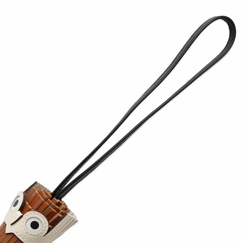 エルメス バッグチャーム シュエット ゴールド/ナタ/ブラック/ ラムスキン W刻印 フクロウ 黒