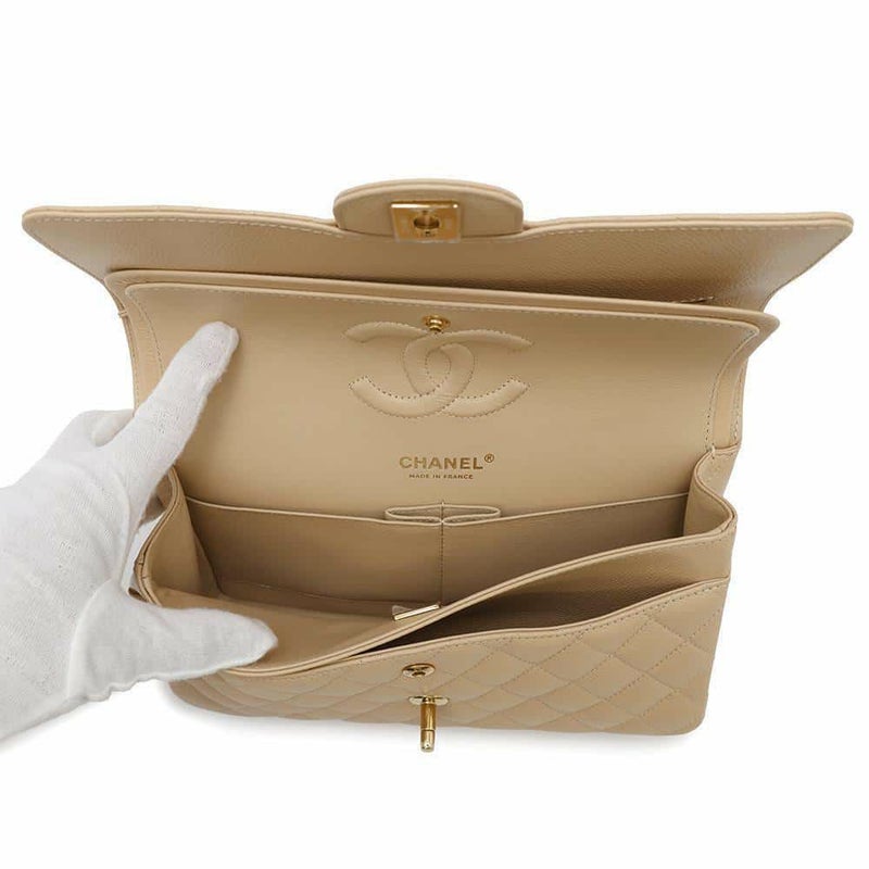 シャネル チェーンショルダーバッグ マトラッセ25 ココマーク キャビアスキン ダブルチェーン A01112 CHANEL