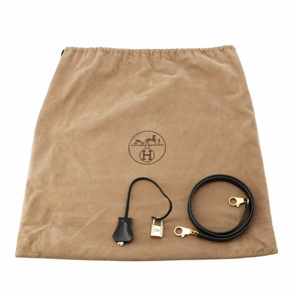 エルメス ハンドバッグ ケリー32 外縫い ナチュラル/ブラック/ゴールド金具 トワルアッシュ/ボックスカーフ 〇Z刻印 黒