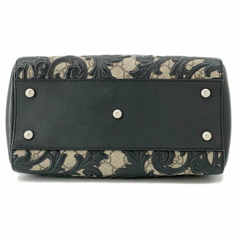 グッチ ハンドバッグ アラベスク GGスプリーム 409529 GUCCI バッグ 2wayショルダーバッグ ミニボストン 黒