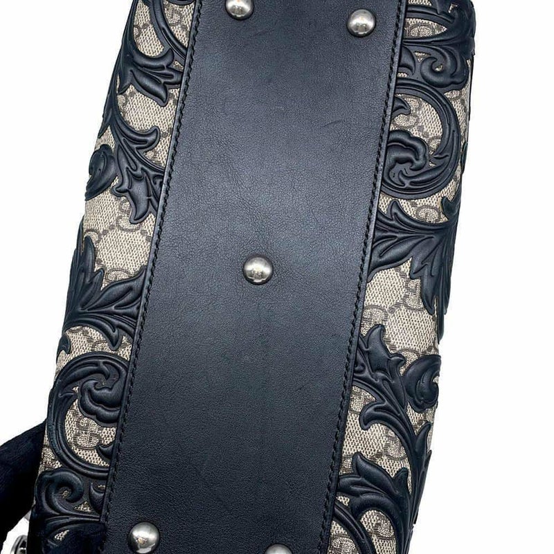 グッチ ハンドバッグ アラベスク GGスプリーム 409529 GUCCI バッグ 2wayショルダーバッグ ミニボストン 黒