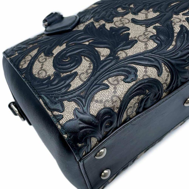 グッチ ハンドバッグ アラベスク GGスプリーム 409529 GUCCI バッグ 2wayショルダーバッグ ミニボストン 黒