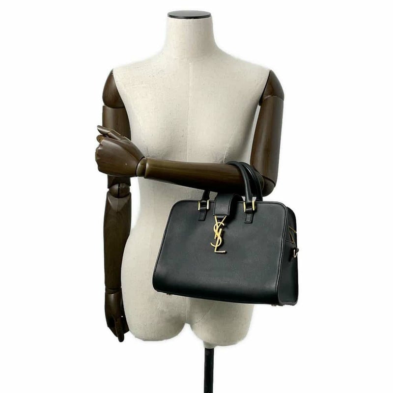 サンローランパリ ハンドバッグ ベイビーカバス レザー 372087 SAINT LAURENT PARIS 2wayショルダーバッグ 黒