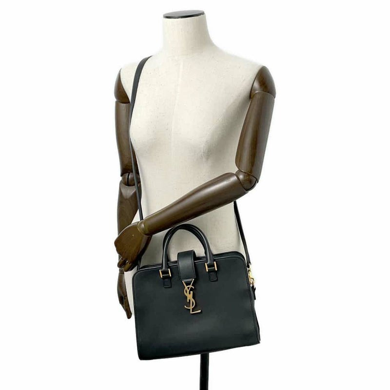 サンローランパリ ハンドバッグ ベイビーカバス レザー 372087 SAINT LAURENT PARIS 2wayショルダーバッグ 黒