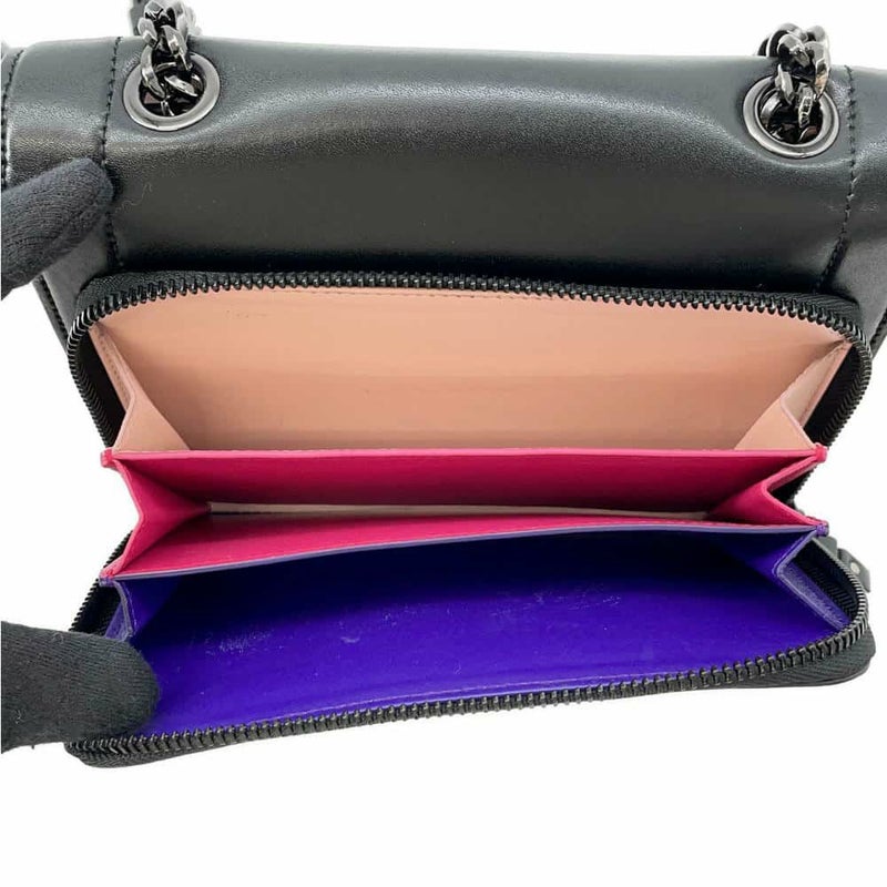 サルヴァトーレ・フェラガモ チェーンショルダーバッグ ヴァラ リボン 21 G877 Ferragamo 黒