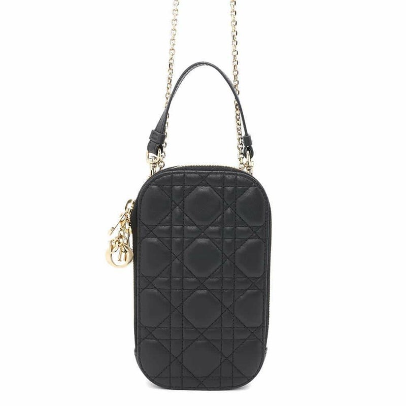 クリスチャン・ディオール スマホケース レディディオール フォンホルダー カナージュ ラムスキン S0872ONMJ 黒