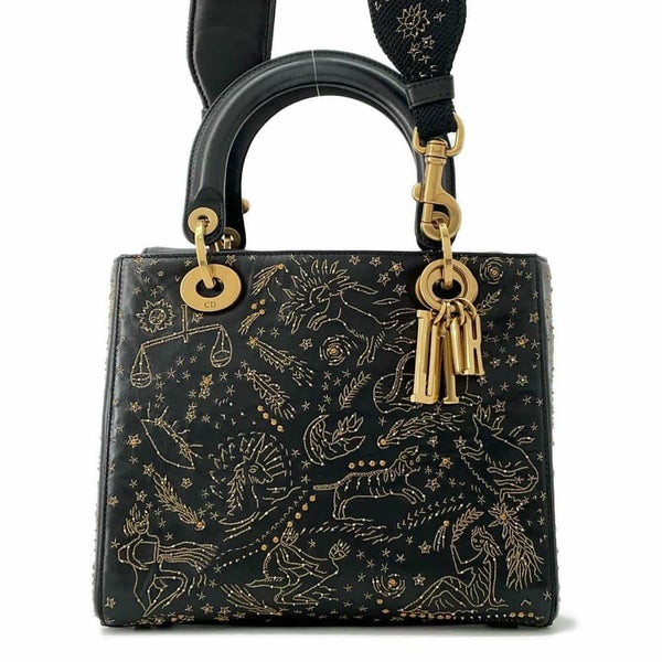 クリスチャン・ディオール ハンドバッグ レディディオール アストロジー Christian Dior 2wayショルダーバッグ 黒