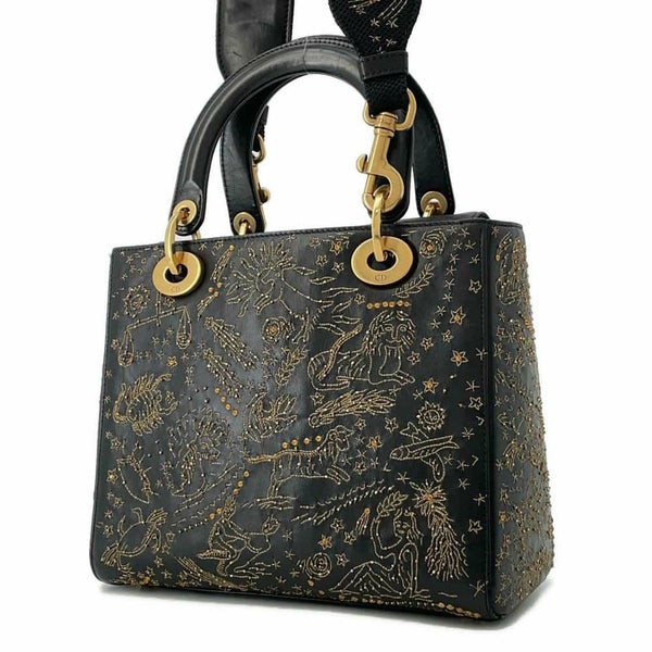 クリスチャン・ディオール ハンドバッグ レディディオール アストロジー Christian Dior 2wayショルダーバッグ 黒
