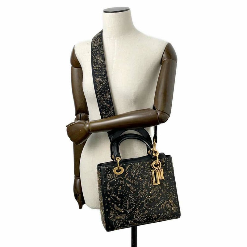 クリスチャン・ディオール ハンドバッグ レディディオール アストロジー Christian Dior 2wayショルダーバッグ 黒
