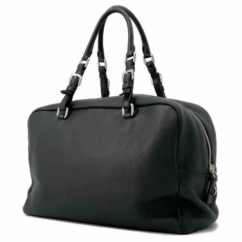 プラダ ハンドバッグ エンボスロゴ レザー BR3089 PRADA ボストンバッグ 黒