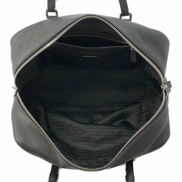 プラダ ハンドバッグ エンボスロゴ レザー BR3089 PRADA ボストンバッグ 黒