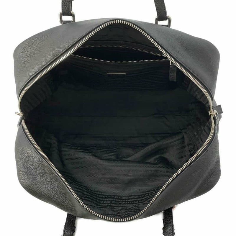 プラダ ハンドバッグ エンボスロゴ レザー BR3089 PRADA ボストンバッグ 黒