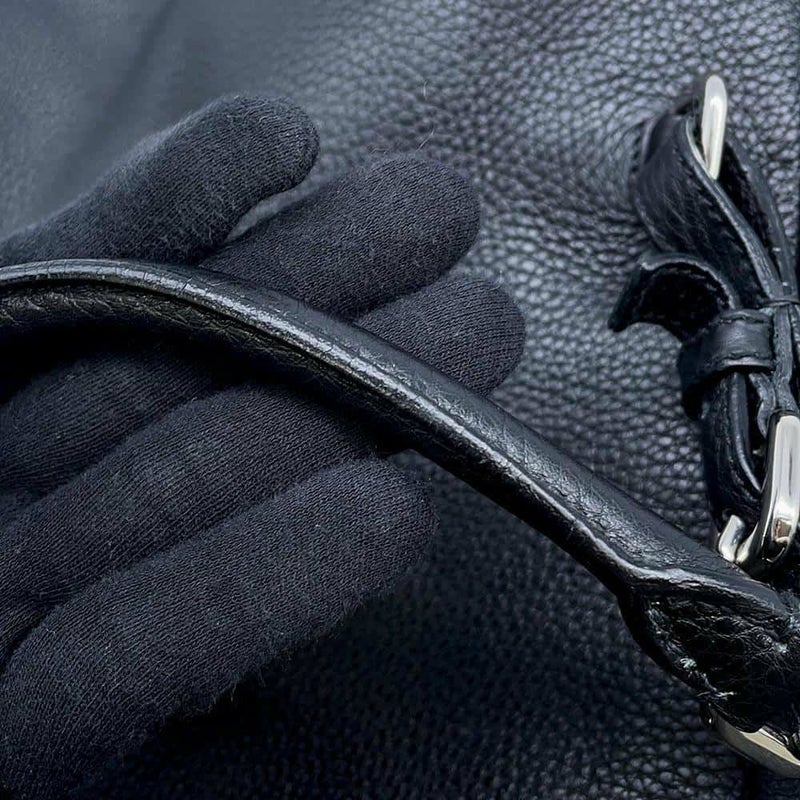 プラダ ハンドバッグ エンボスロゴ レザー BR3089 PRADA ボストンバッグ 黒