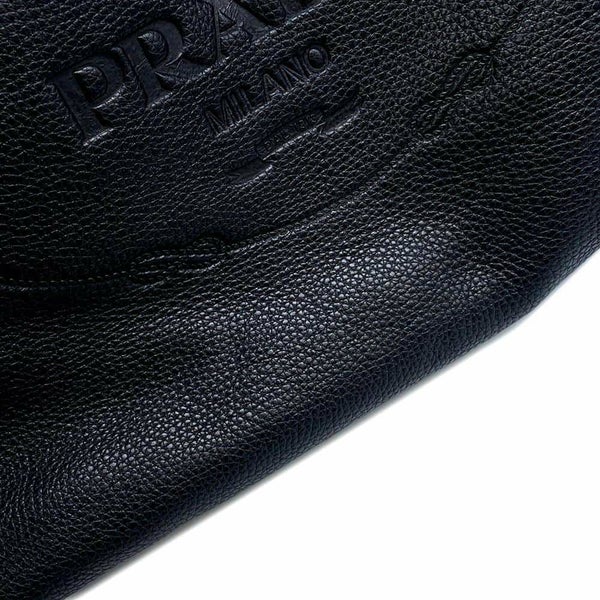 プラダ ハンドバッグ エンボスロゴ レザー BR3089 PRADA ボストンバッグ 黒