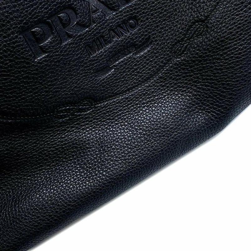 プラダ ハンドバッグ エンボスロゴ レザー BR3089 PRADA ボストンバッグ 黒