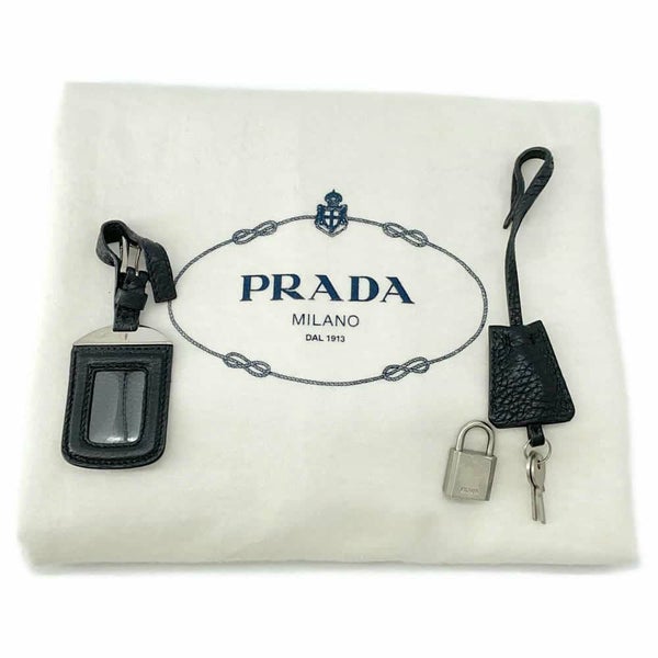 プラダ ハンドバッグ エンボスロゴ レザー BR3089 PRADA ボストンバッグ 黒