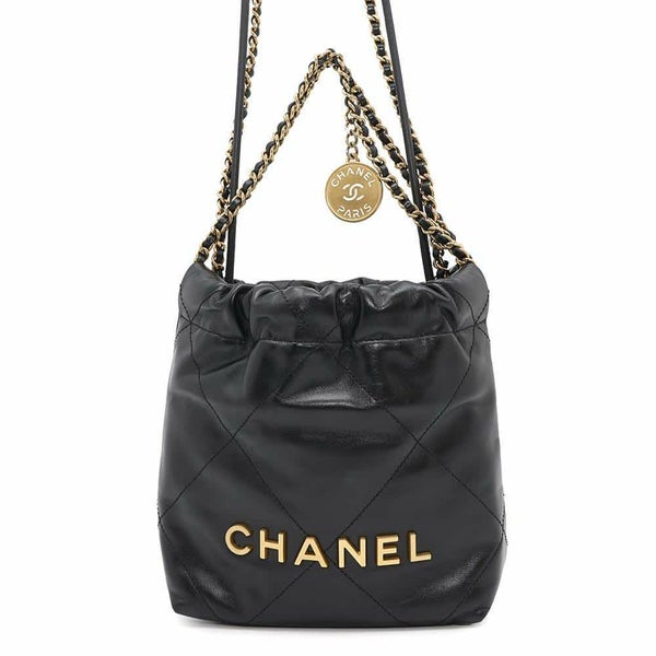 シャネル ハンドバッグ CHANEL 22 ミニ ココマーク シャイニーカーフレザー AS3980 CHANEL 2wayショルダーバッグ 黒