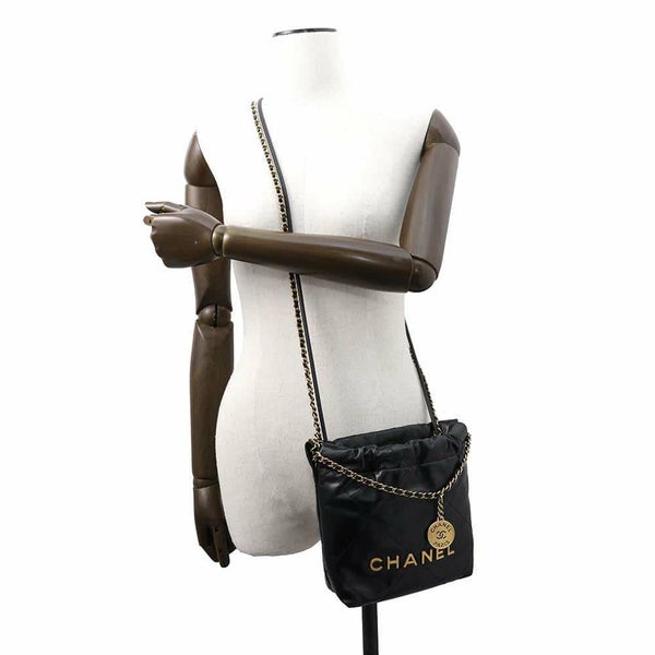 シャネル ハンドバッグ CHANEL 22 ミニ ココマーク シャイニーカーフレザー AS3980 CHANEL 2wayショルダーバッグ 黒