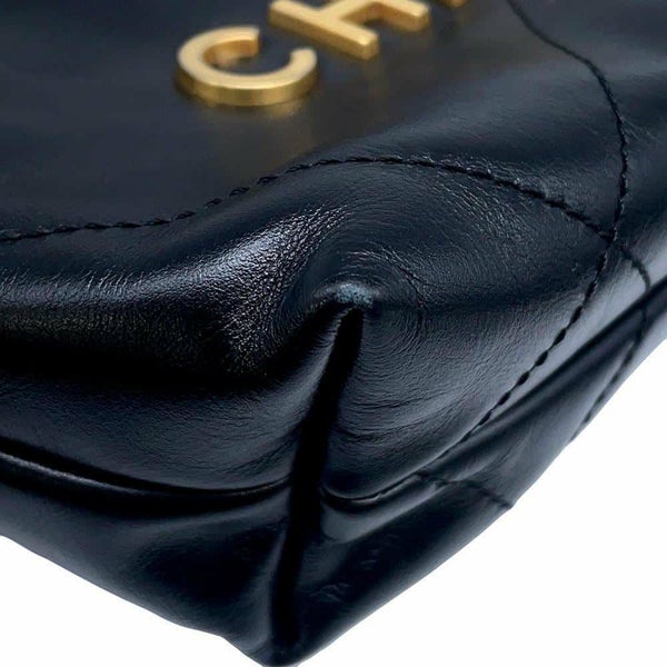 シャネル ハンドバッグ CHANEL 22 ミニ ココマーク シャイニーカーフレザー AS3980 CHANEL 2wayショルダーバッグ 黒