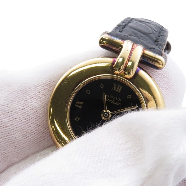 カルティエ マストコリゼ ヴェルメイユ SM 590002 Cartier 腕時計 黒文字盤 クォーツ