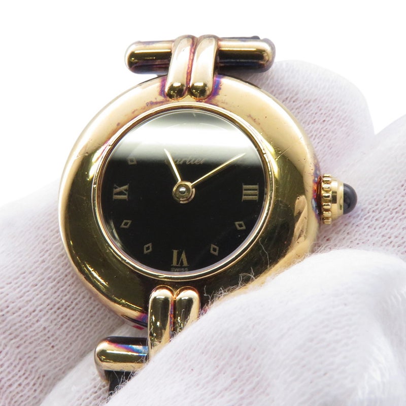 カルティエ マストコリゼ ヴェルメイユ SM 590002 Cartier 腕時計 黒文字盤 クォーツ