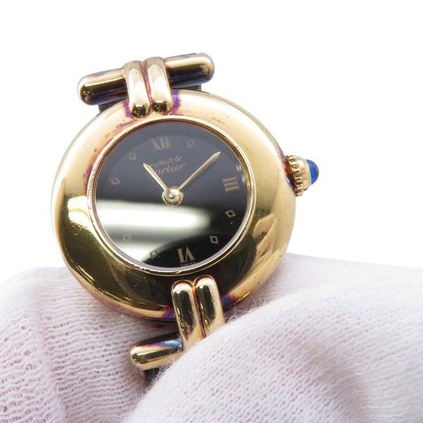 カルティエ マストコリゼ ヴェルメイユ SM 590002 Cartier 腕時計 黒文字盤 クォーツ