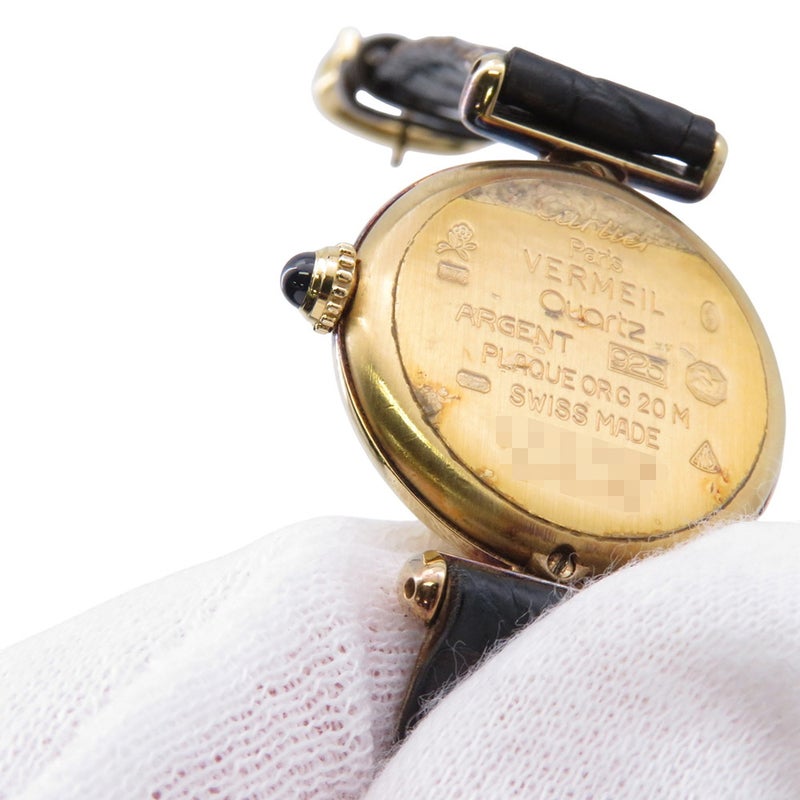 カルティエ マストコリゼ ヴェルメイユ SM 590002 Cartier 腕時計 黒文字盤 クォーツ