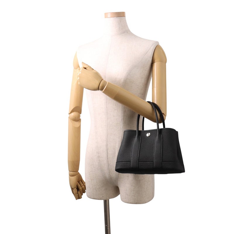 エルメス トートバッグ ネオ・ガーデン 23 ガーデンパーティ ブラック/シルバー金具 ネゴンダ K刻印 HERMES 黒