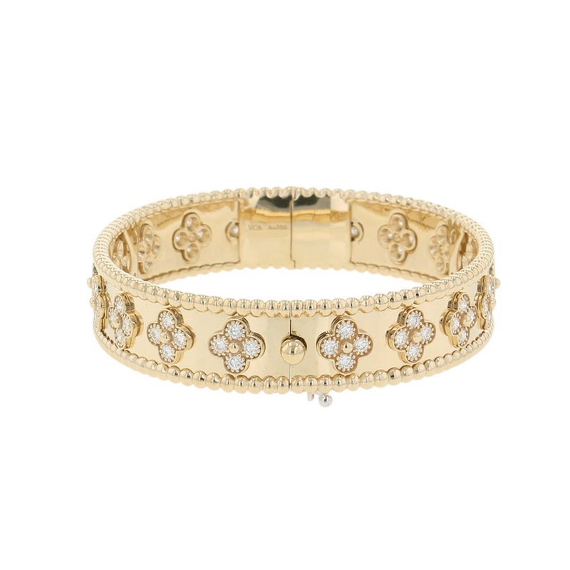 ヴァンクリ ブレスレット ペルレ クローバー エクストラスモールモデル ダイヤモンド 72P 計1.6ct K18YGイエローゴールド VCARO56200