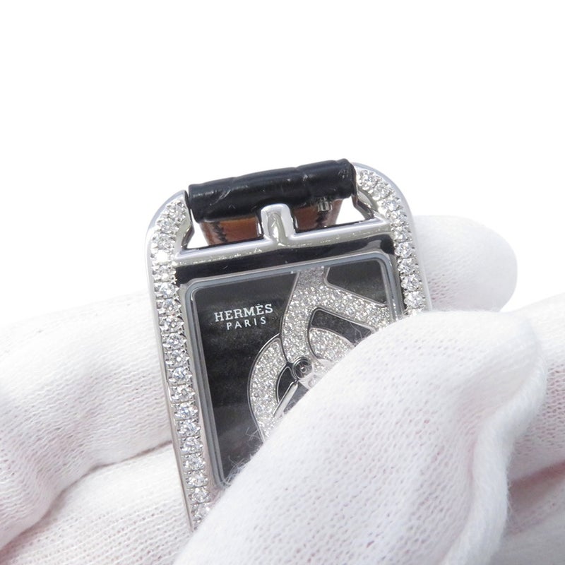 エルメス ケープコッド ドゥブルトゥール シェーヌダンクル ダイヤベゼル CC1.330 HERMES 腕時計 黒文字盤