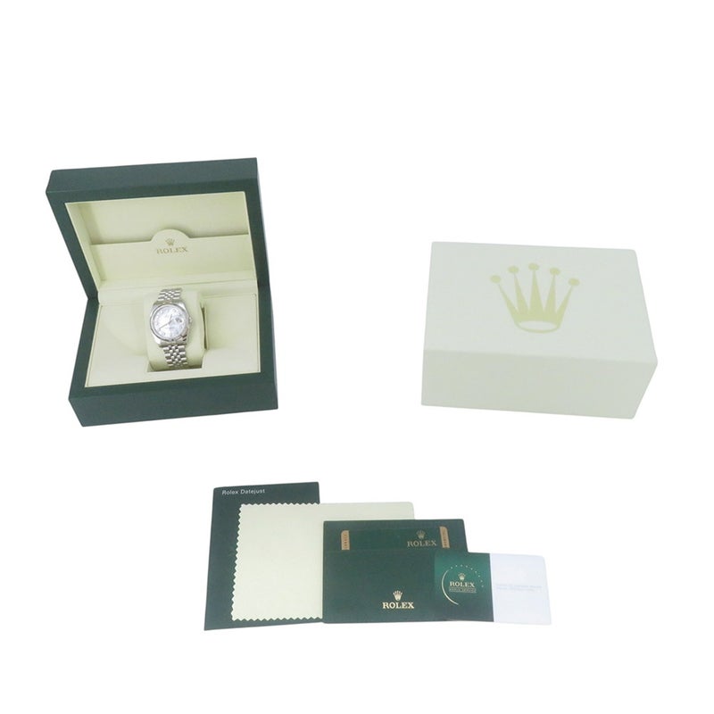 ロレックス デイトジャスト36 SS/K18 ランダムシリアル ルーレット 116234G ROLEX 腕時計 ホワイトシェル文字盤 10Pダイヤ